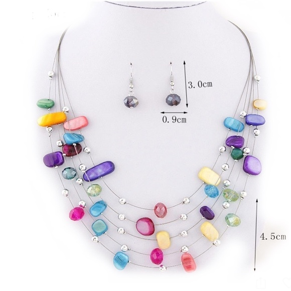 Fashion Jewelry Jewelry - Multi Colored Crystal & Beads  2 piece Ser